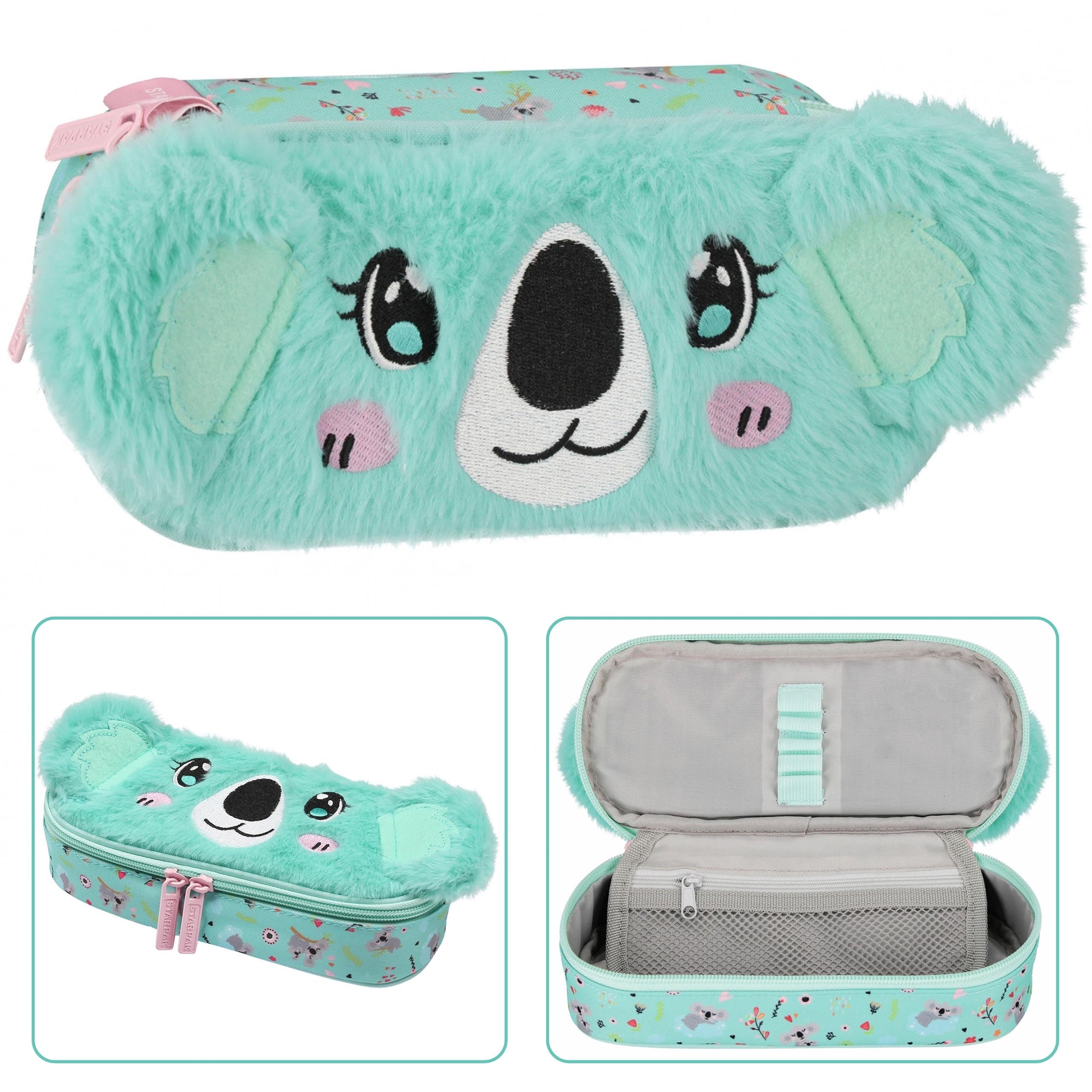 sarcia.eu Koala Plush School Pencil case, Sachet for Girl, Zipped, Turquoise 5x22x10cm (Koala Plush) - Image 2