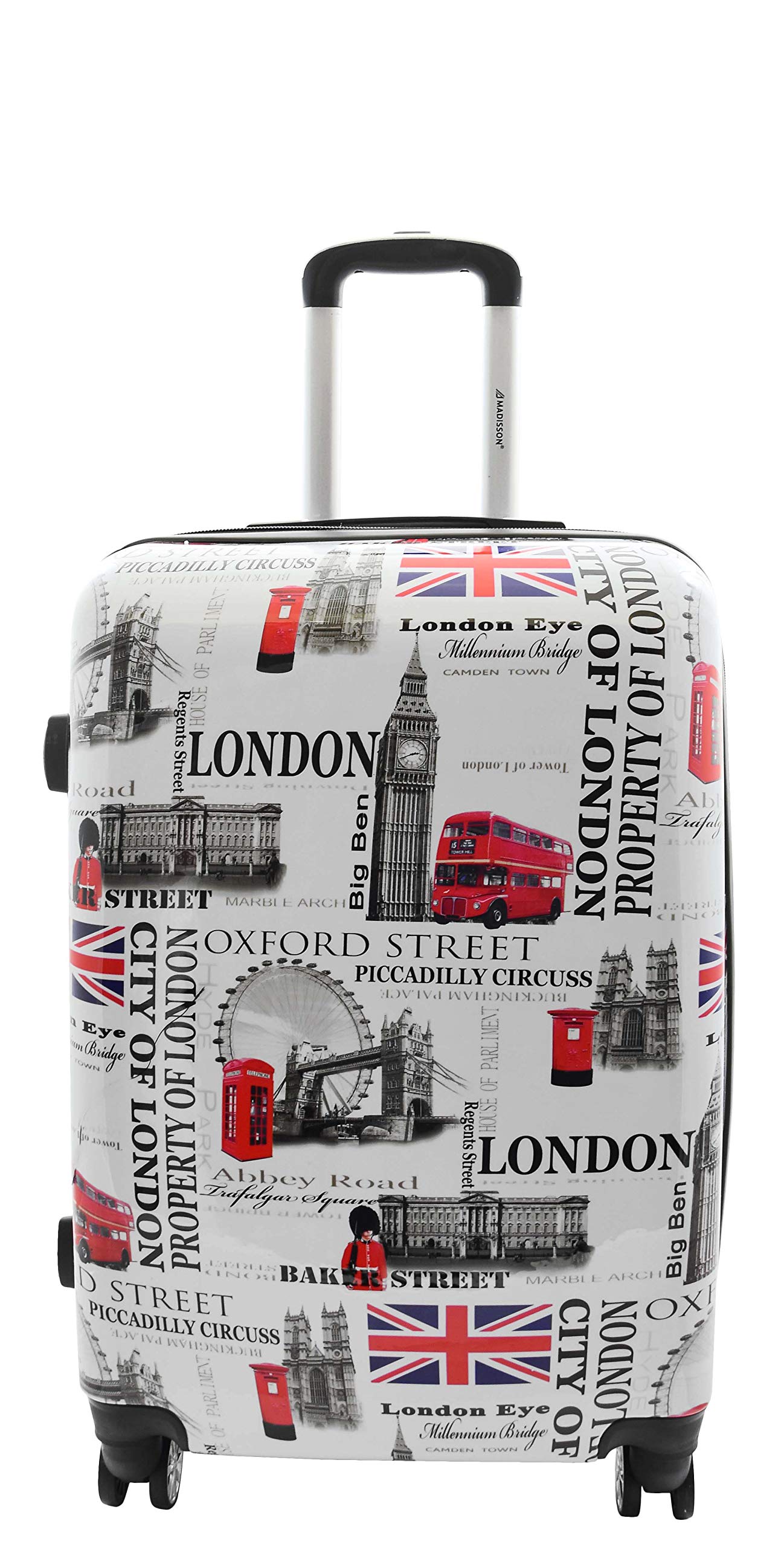 London City Print Walizka 4 koła Rozszerzalna Bagaż Torby podróżne HLG9620, biały, M, Bagaż