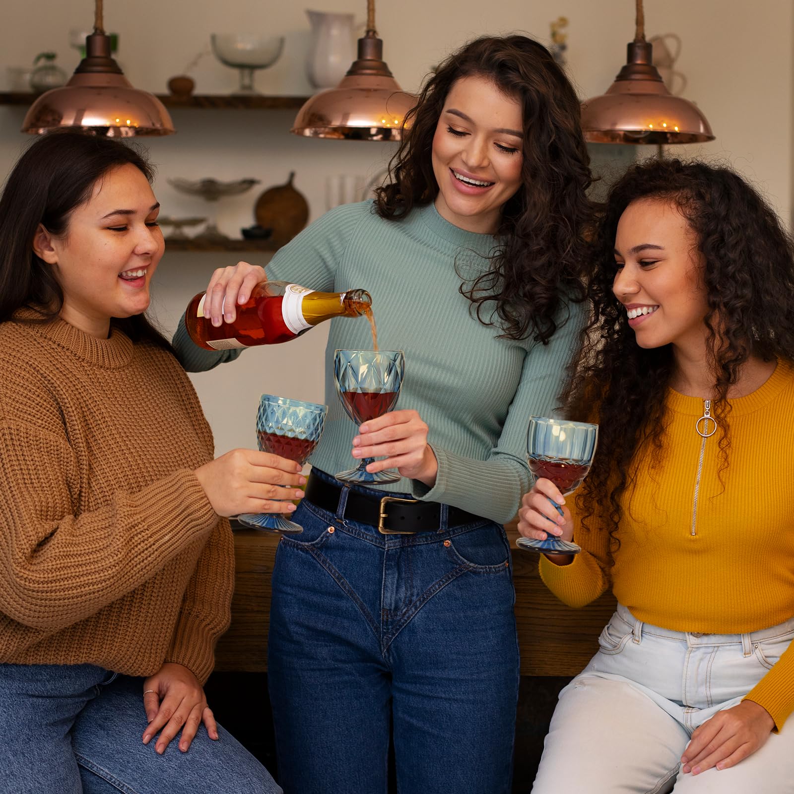 Amazon.com | CHLJAR Vintage Wine Glasses Set of 6, 8 OZ