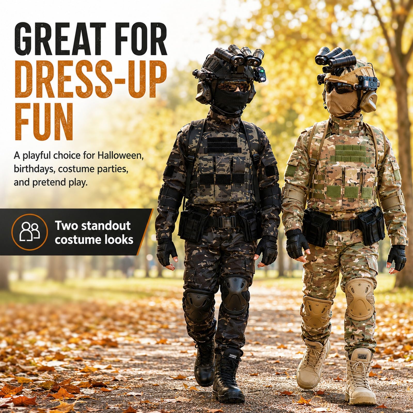 Costume Militare for Bambini, Set Soldato Esercito con Accessori, Outfit for Gioco di Ruolo, Regalo for Halloween e Compleanno
