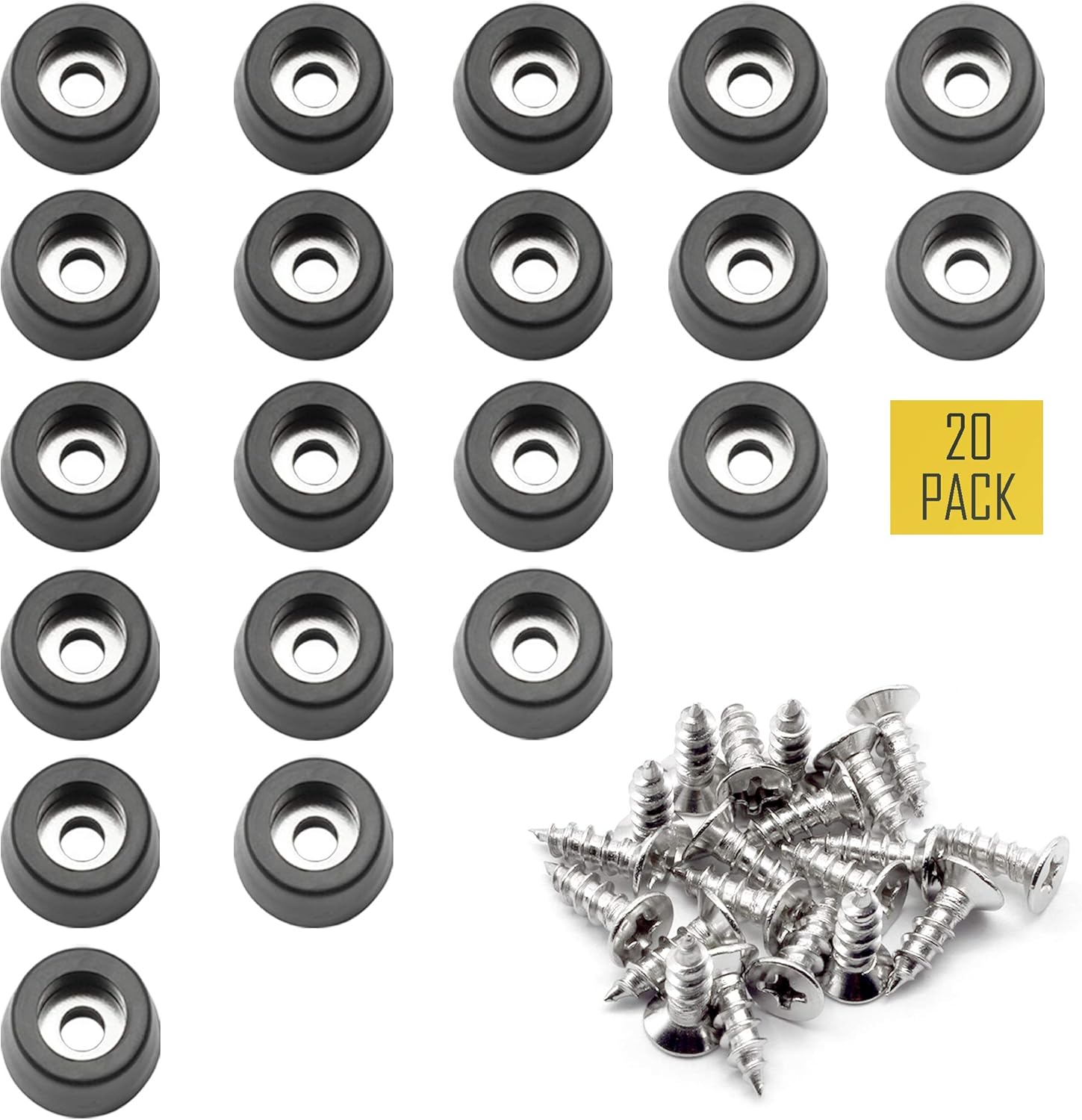 Rubber Cutting board feet with Stainless Washer and Screws, 1/2” small