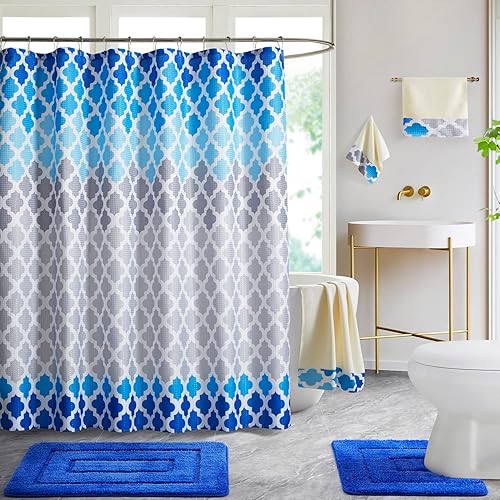 WPM - Juego de alfombras de baño y cortinas de ducha, con estampado de leopardo de animales, alfombra de baño absorbente de lujo, alfombra de felpa