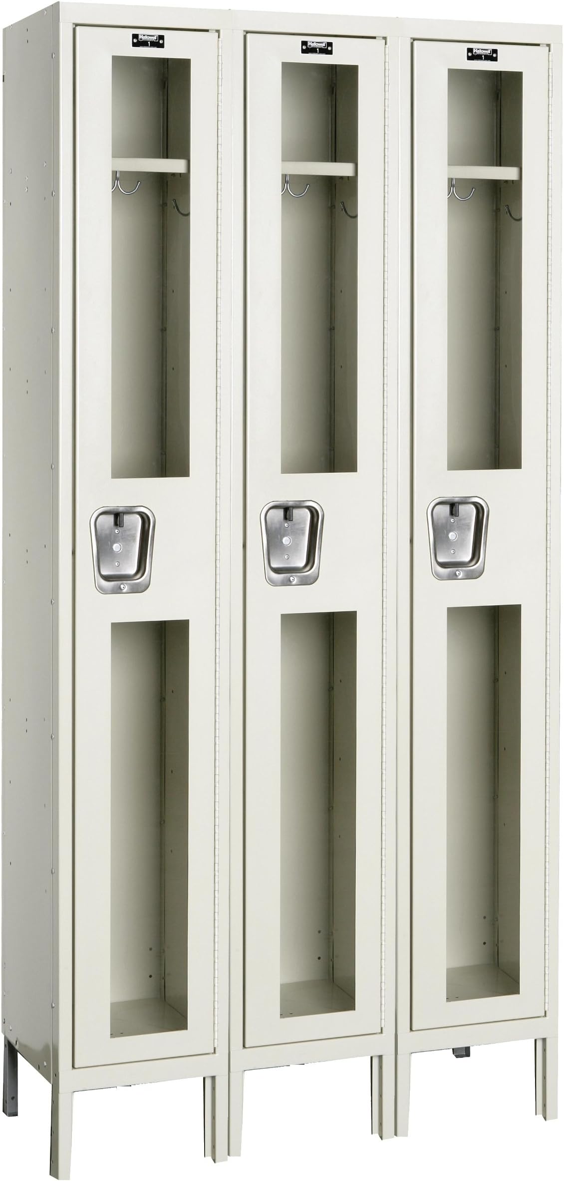 Hallowell USV3288-1A-PT Safety-View Locker, 36" Width x 18" Depth x 78" Height, Single Tier, 3-Wide, Assembled, 729 Parchment