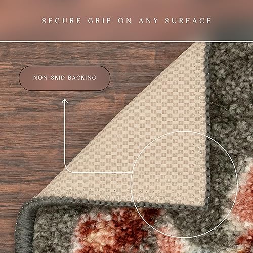 Miniatura 6 de Maples Rugs Gardena - Alfombras de área florales, fabricadas en Estados Unidos, de pelo bajo, antideslizante, apta para mascotas, para dormitorio,