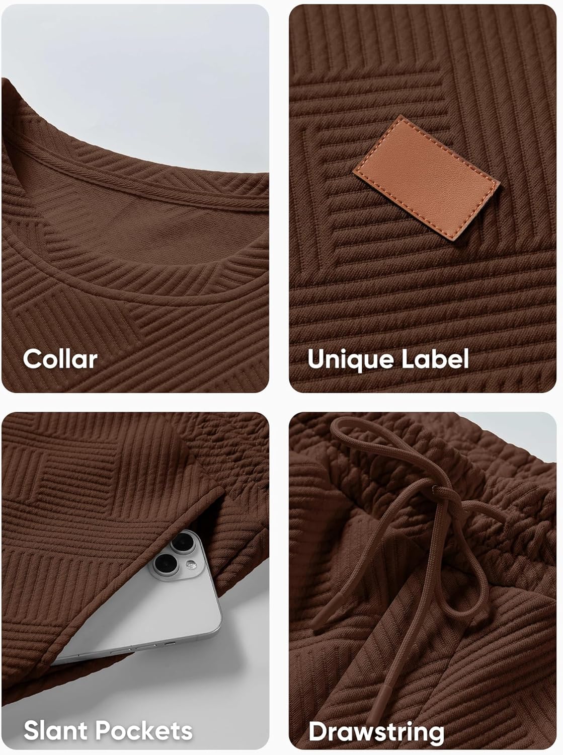 JMIERR Men's 2 Piece Outfits Knit Jacquard Pullover Sweatshirt Tracksuit & Joggers Sweatpants Sweatsuit Sets with Pockets - Image 8