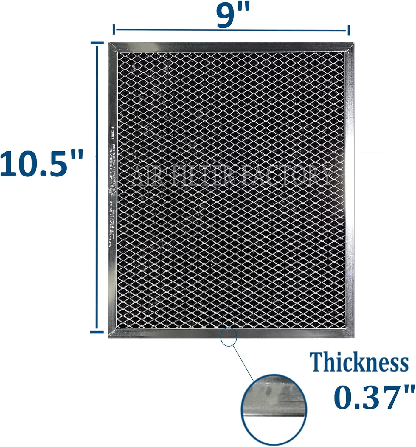 Air Filter Factory 9 x 10-1/2 x 3/8 Range Hood Charcoal Carbon Filters 2-Pack