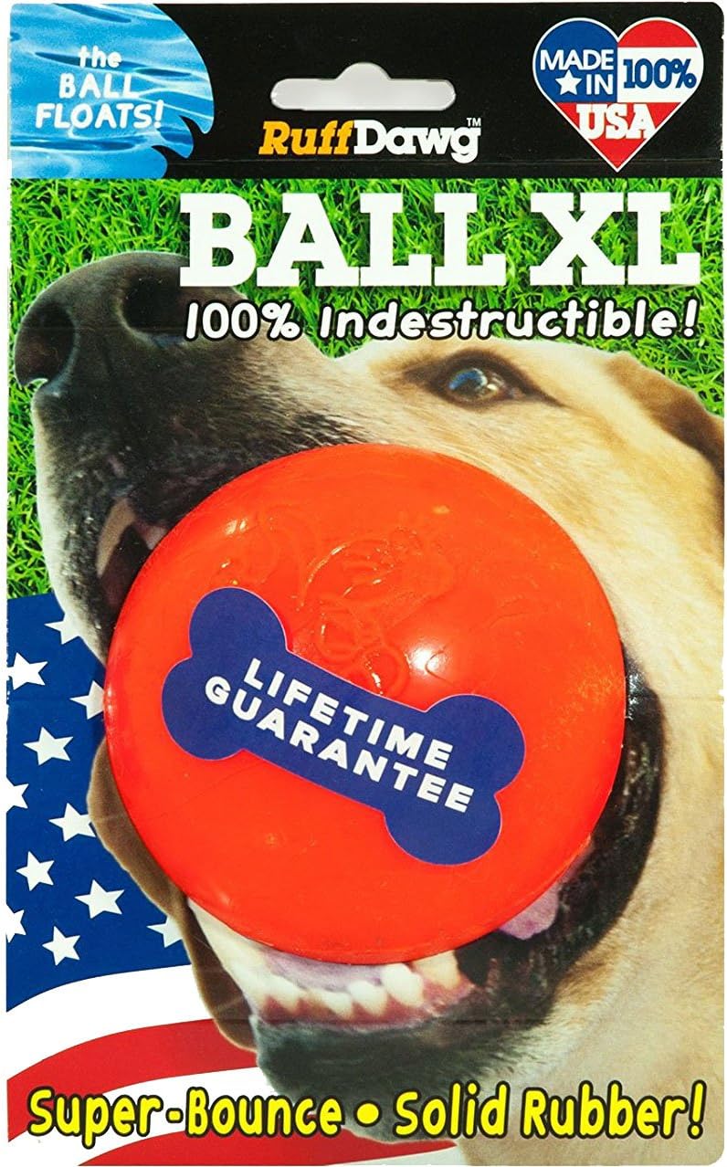 Ruff Dawg Ball XL Solid Rubber Dog Toy Large Assorted Neon Colors