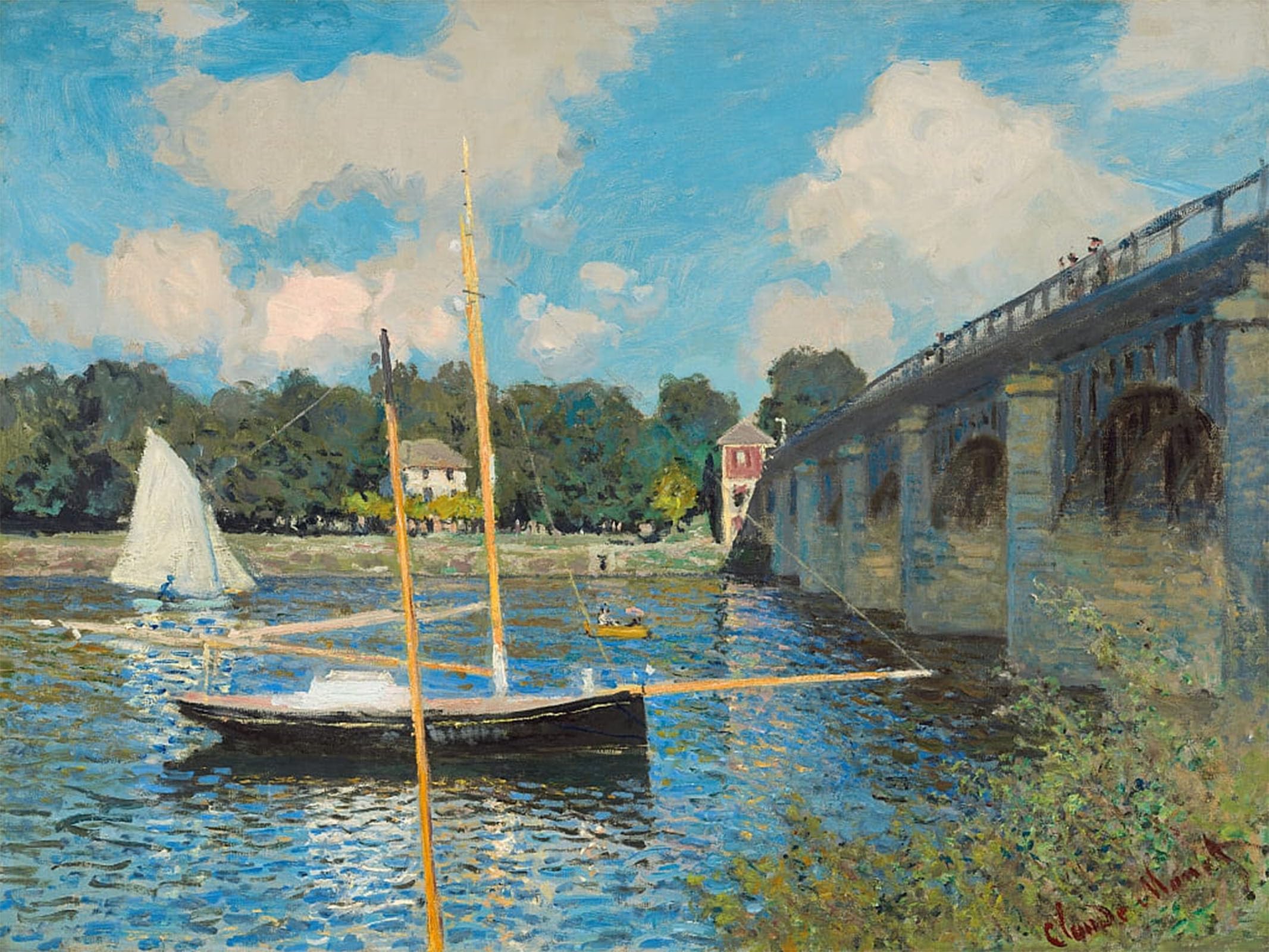 SERENDIPITP Retro Picture Poster Wall Art Pictures Painting the Bridge At Argenteuil by Claude Monet Wall Art Canvas Print for Wall Decor 60x90cm