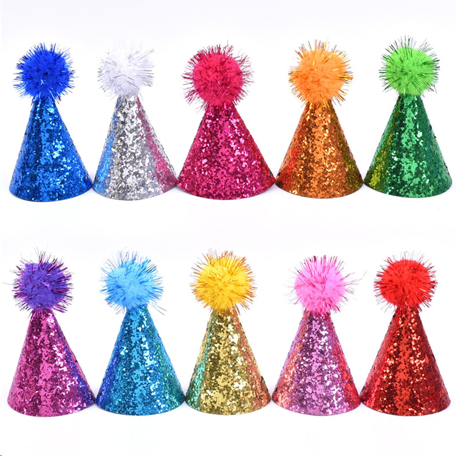 POPETPOP 10 Cappellini a Cono Glitterati per Compleanno