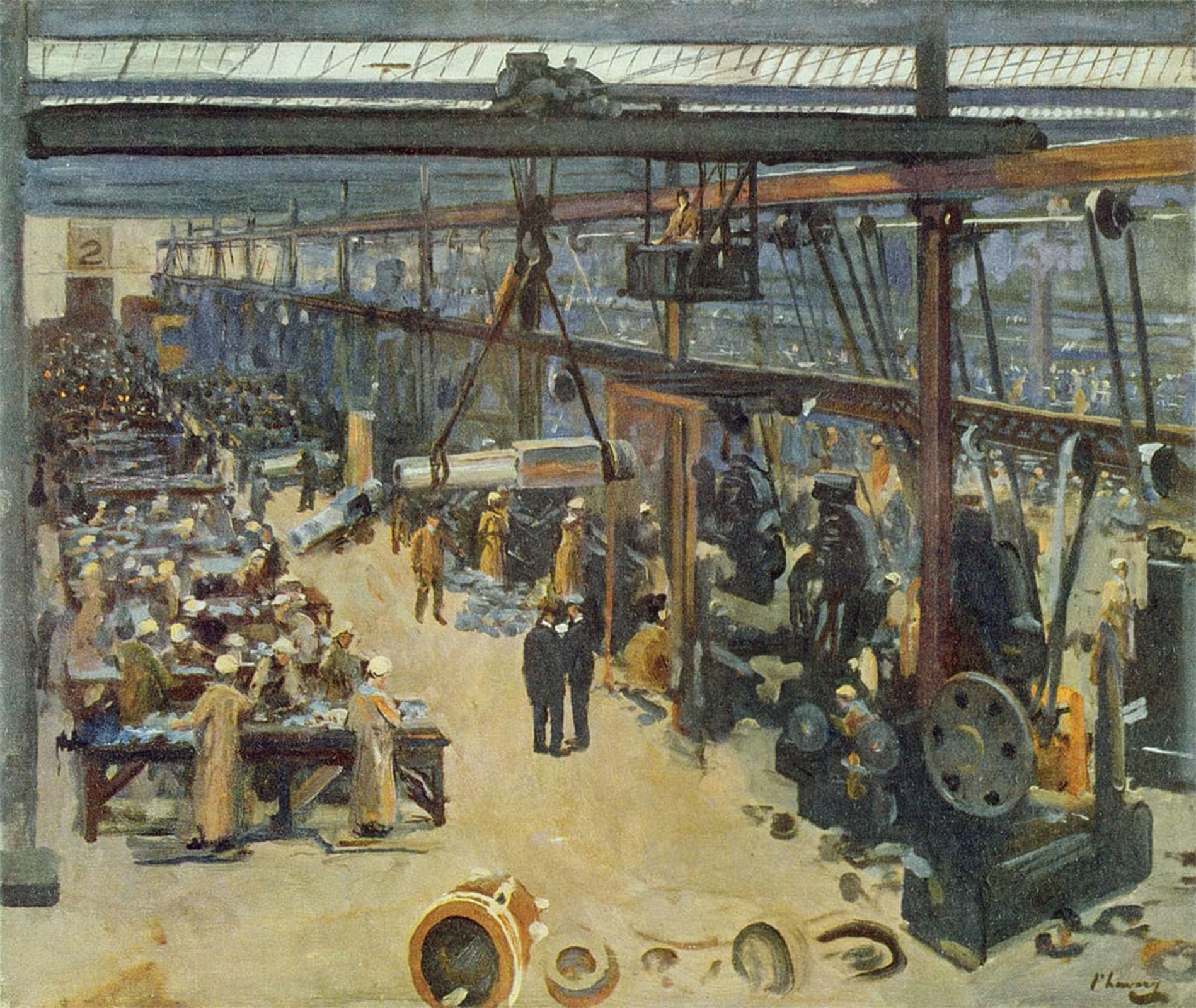 Affiche impression d'art tableau scène chantier naval Clyde Lavery toile 60x90