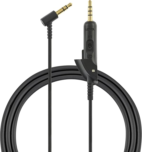 AGS Retail Ltd. Compatible Replacement Audio Cable for Bose Quiet Comfort QC15/ QC2-1.8 m, 3.5mm Gold Plated Jack, Headphone Cable with In-Built Control | Audio and Video Accessories