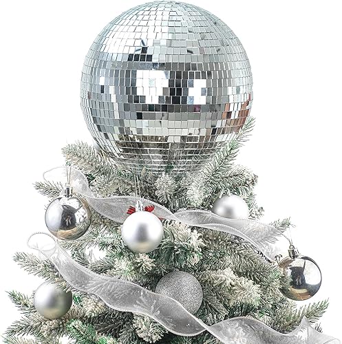 Leyndo - Bola de discoteca de 8 pulgadas, decoración de árbol de Navidad, bola de espejo de discoteca, bola de disco hueca 3D, decoración de bola de