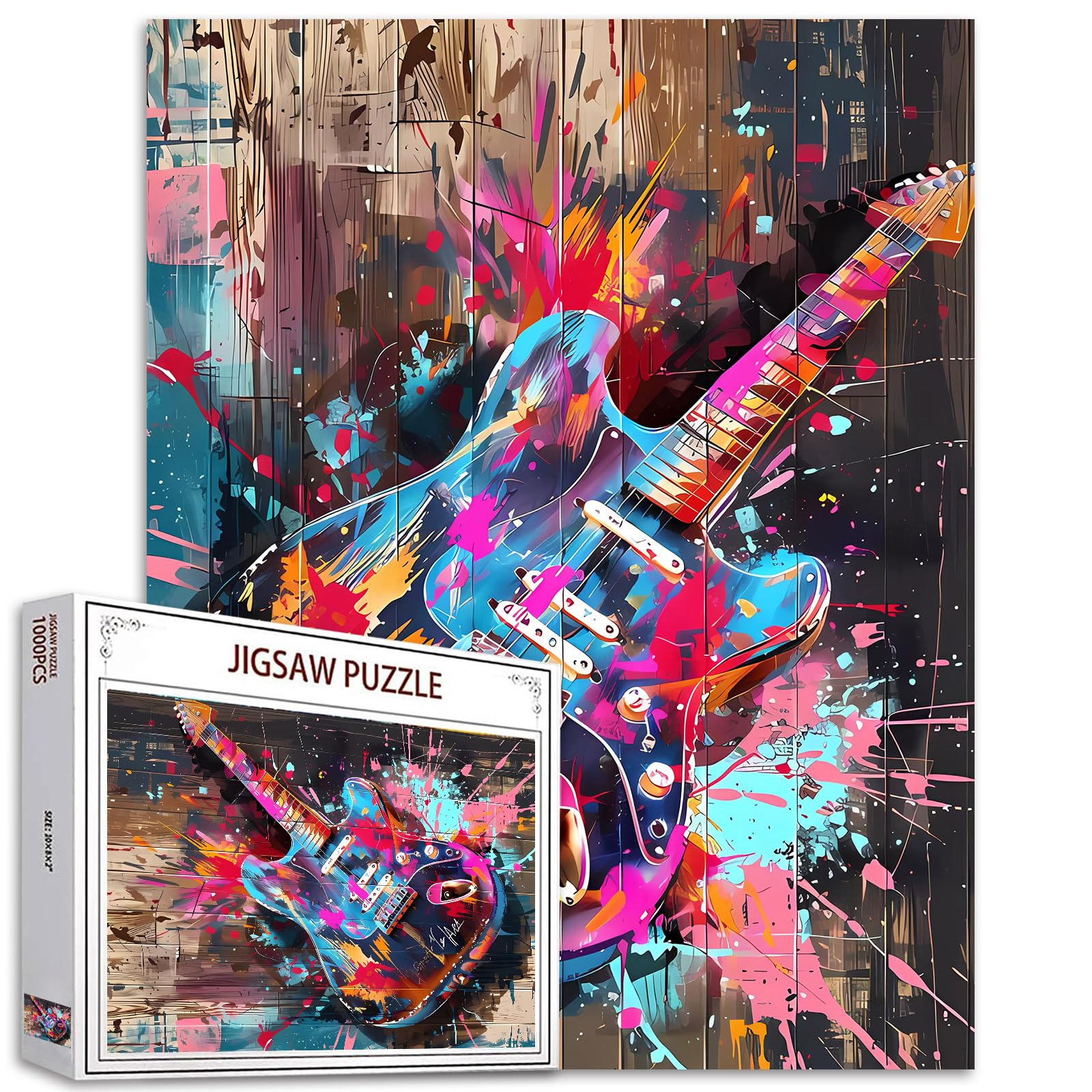 Guitar Graffiti Jigsaw Puzzles for Adults Cartoon Musical Puzzle 1000 Pieces Colorful Challenging Puzzle Perfect Game Nights DIY Home Wall Decor Handmade Gifts for Christmas New Year Birthday โ image 1