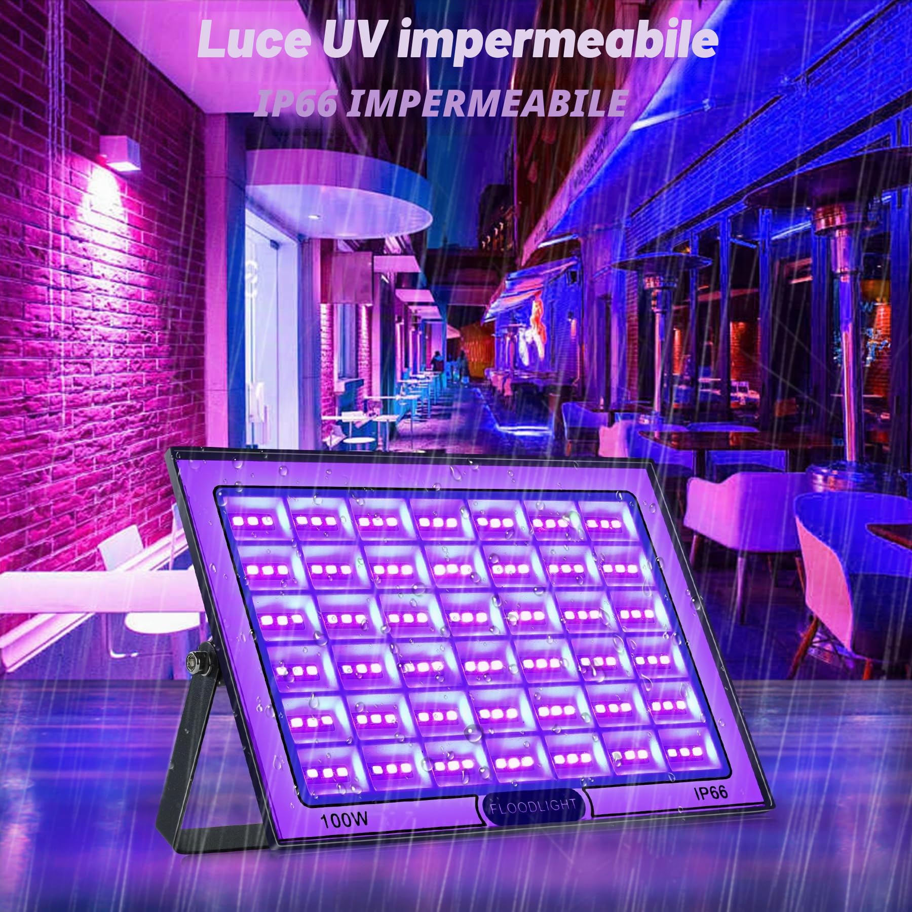 Luce UV 100W 2 Pezzi IP66 Impermeabile 395-400nm Luce Nera Led per Feste