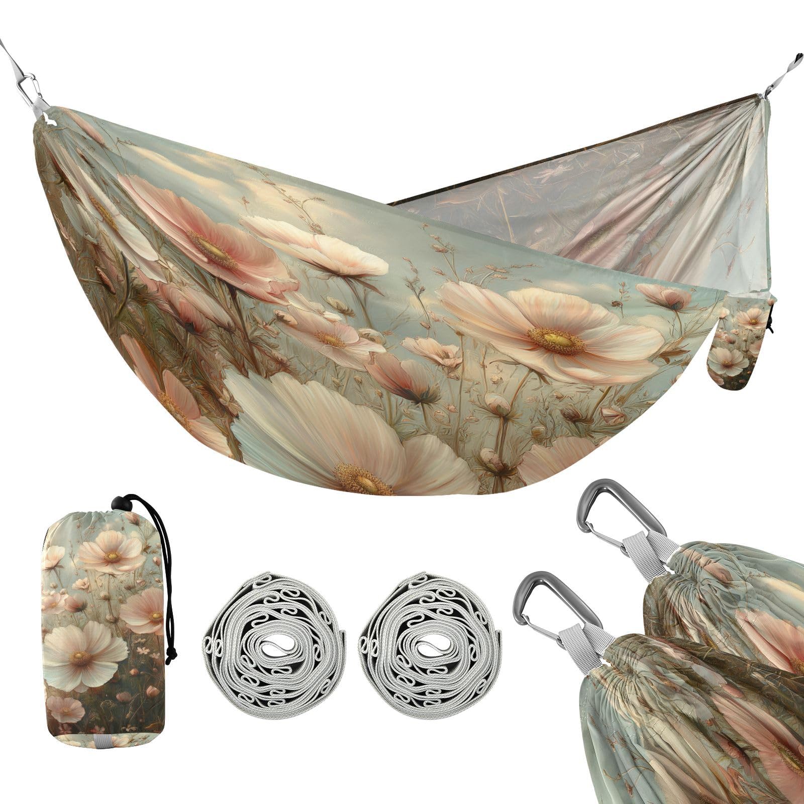 ATTX Floral Landscapes Camping Hammock - Lightweight & Portable Hammocks, Heavy Duty 330lbs Capacity for Indoor, Hiking, Backpacking, Travel, Backyard, Beach#15