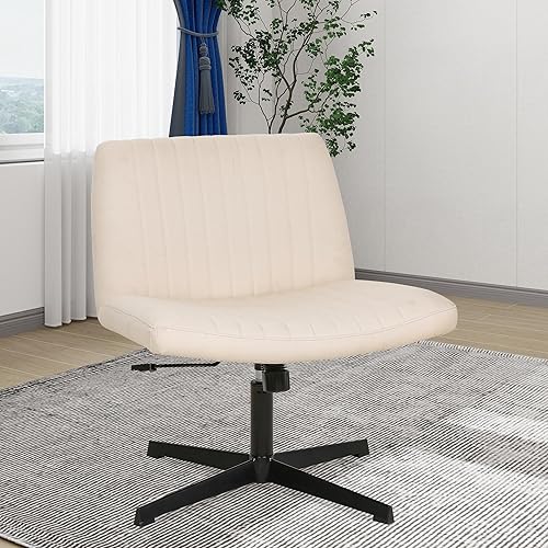 Silla de oficina Criss Cross - Asiento ancho, sin brazos, altura ajustable, tela, beige