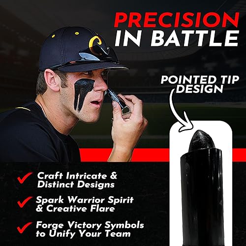 Miniatura 4 de All-Out War - Paquete de 3 barras negras para ojos deportivos, punta puntiaguda negra oscura para diseños personalizados, pintura facial para