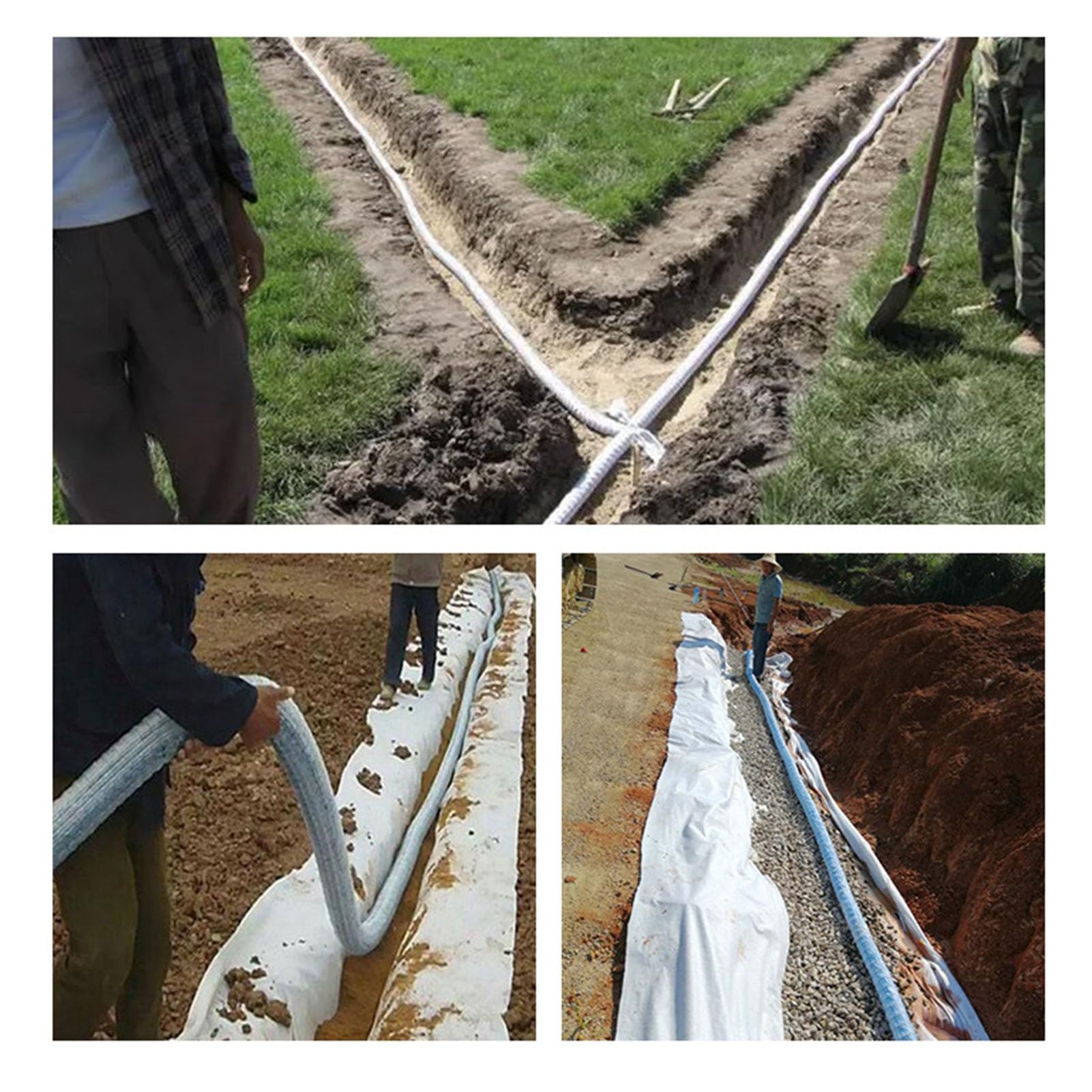 Rozszerzalna falista elastyczna rura odpływowa, 1 m - 100 m, włóknina, perforowany drenaż, na podwórko, trawnik, ogród, chodnik, patio (średnica 5 cm / 2in)