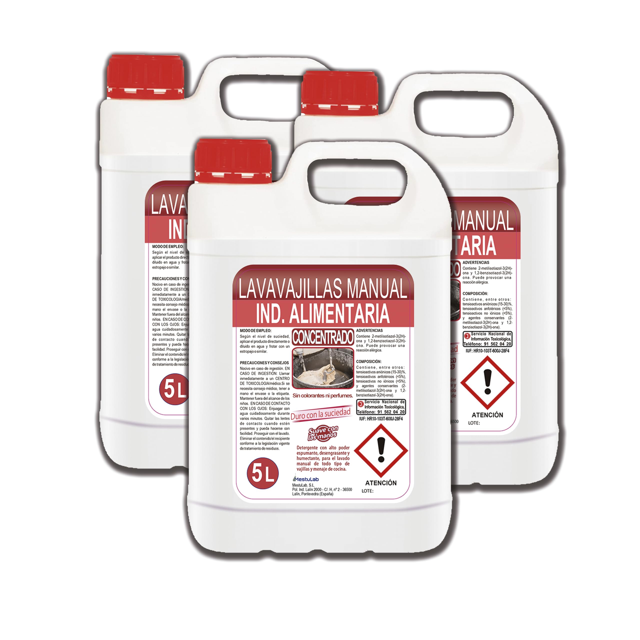 Detergente Lavavajillas Manual Profesional/Industria Alimentaria/Sin Colorantes/Sin Perfumes