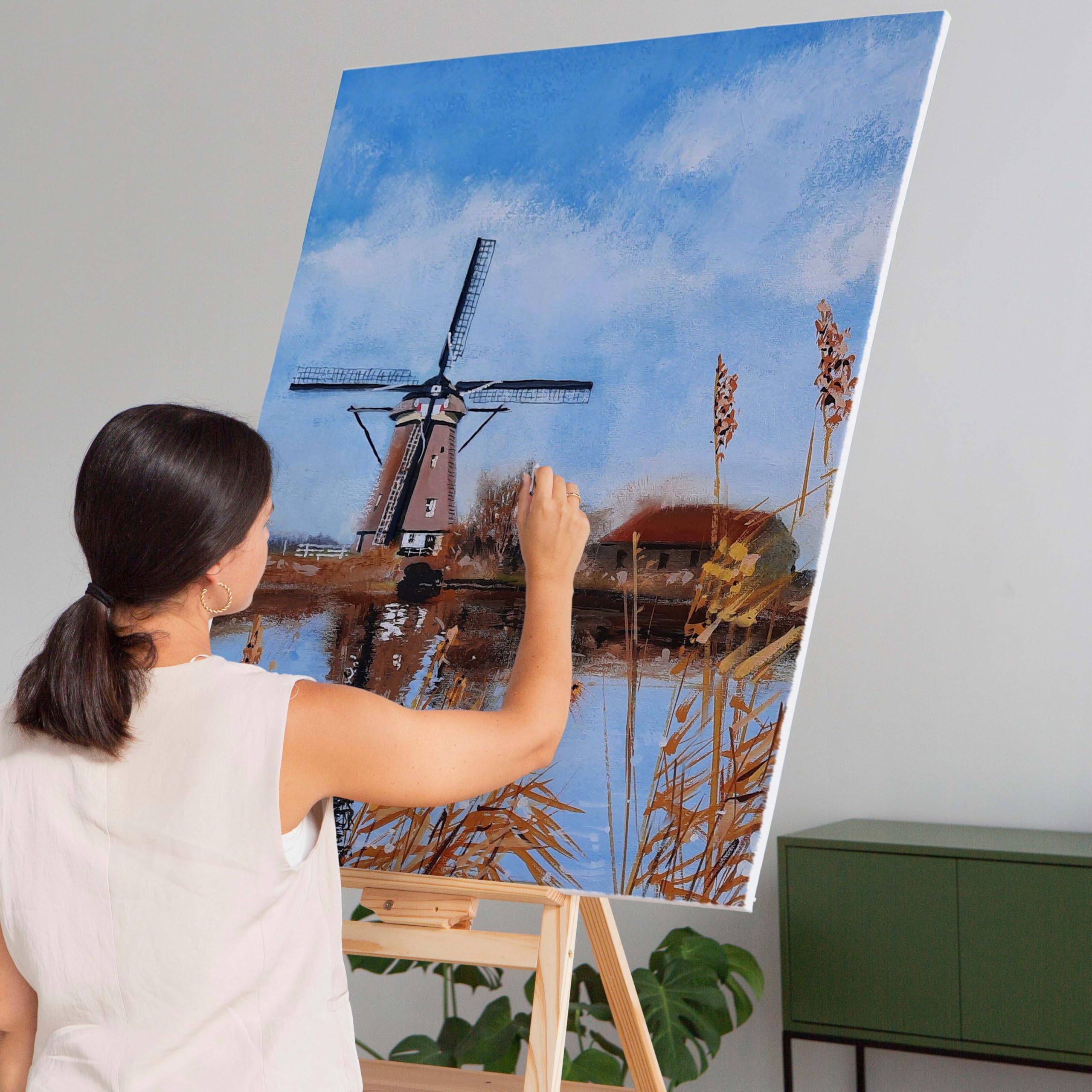 Elan bardzo duże płótna malarskie na ramie 90×120 cm A0, zestaw 3 szt. | Potrójnie gruntowane płótno malarskie, bezkwasowe, ze 100% naturalnego włókna bawełnianego, do farb olejnych