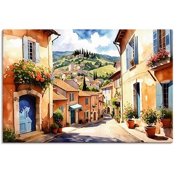 artland u5cw wall decoration canvas picture 60 x 40 cm mediterranean decorative city idyllic landscapes sicily sun summer bella italy