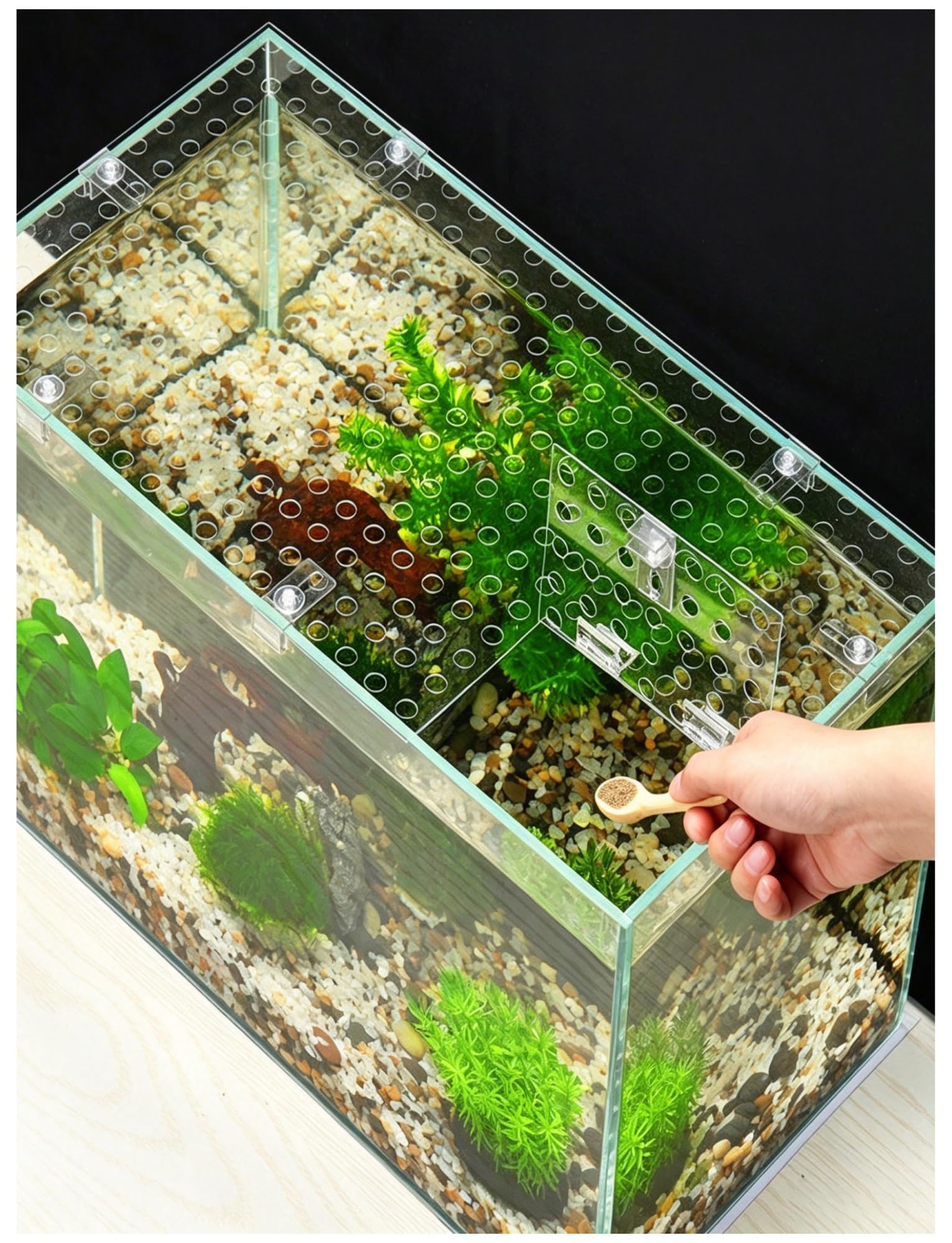 1mm Thick PC Aquarium Lid with Feeding Door, Anti Jump Fish Tank Cover(140x40cm/55.1x15.7in)