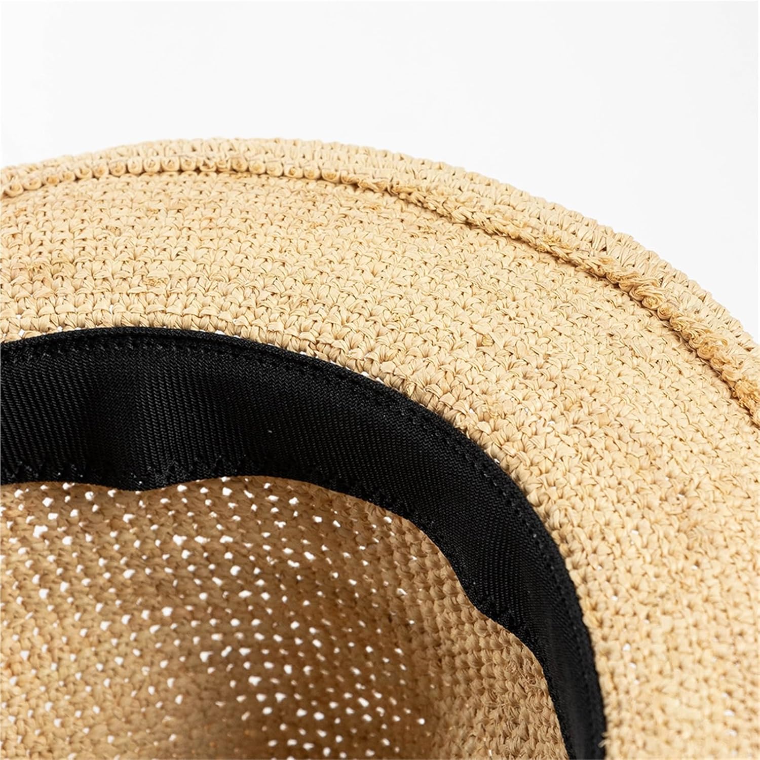 Unisex Raffia Straw Fedora Hat with Braided Belt, Roll Brim Summer Sun Hat for Outdoor Travel Beach