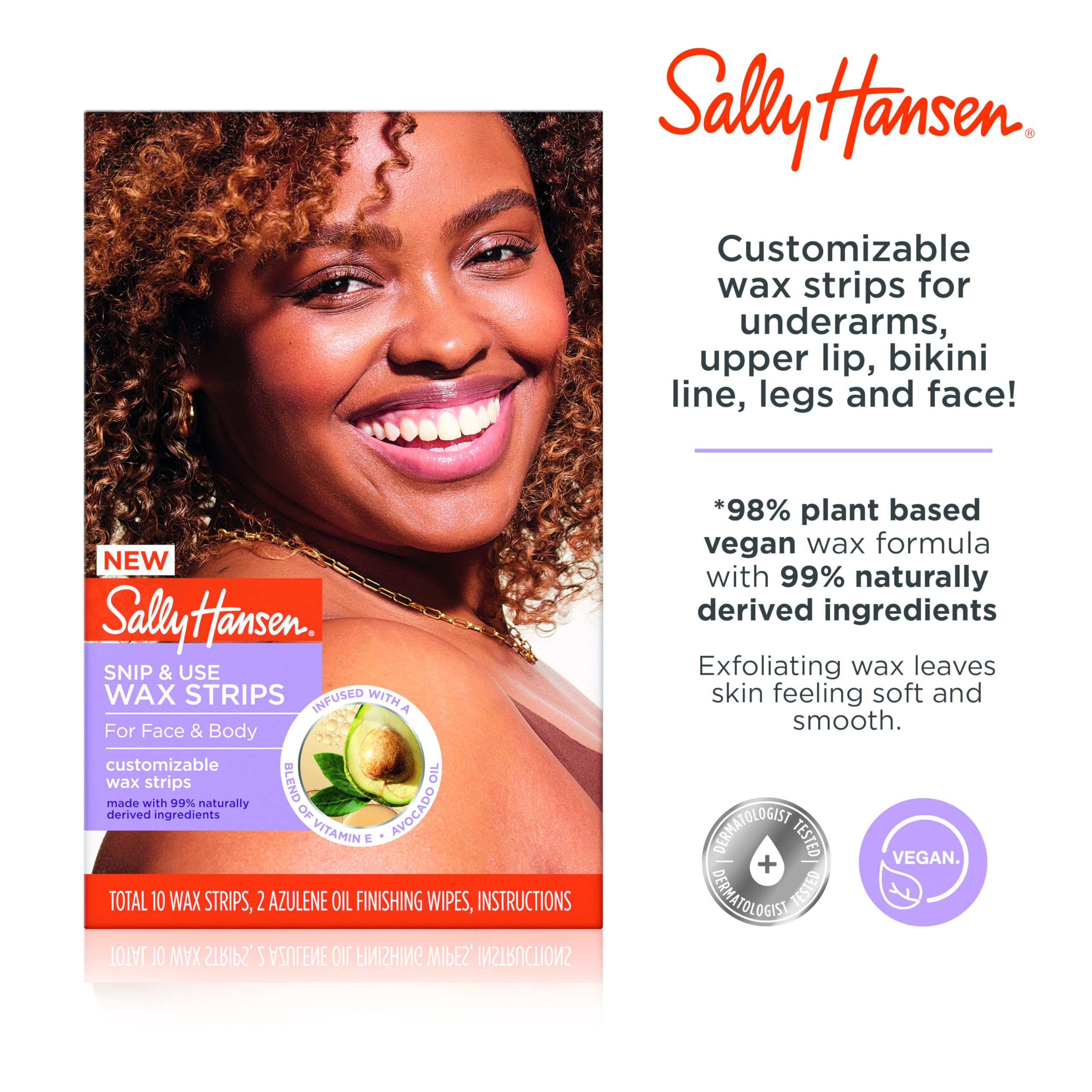 Amazon.com : Sally Hansen Snip & Use Wax Strips Kit | Face