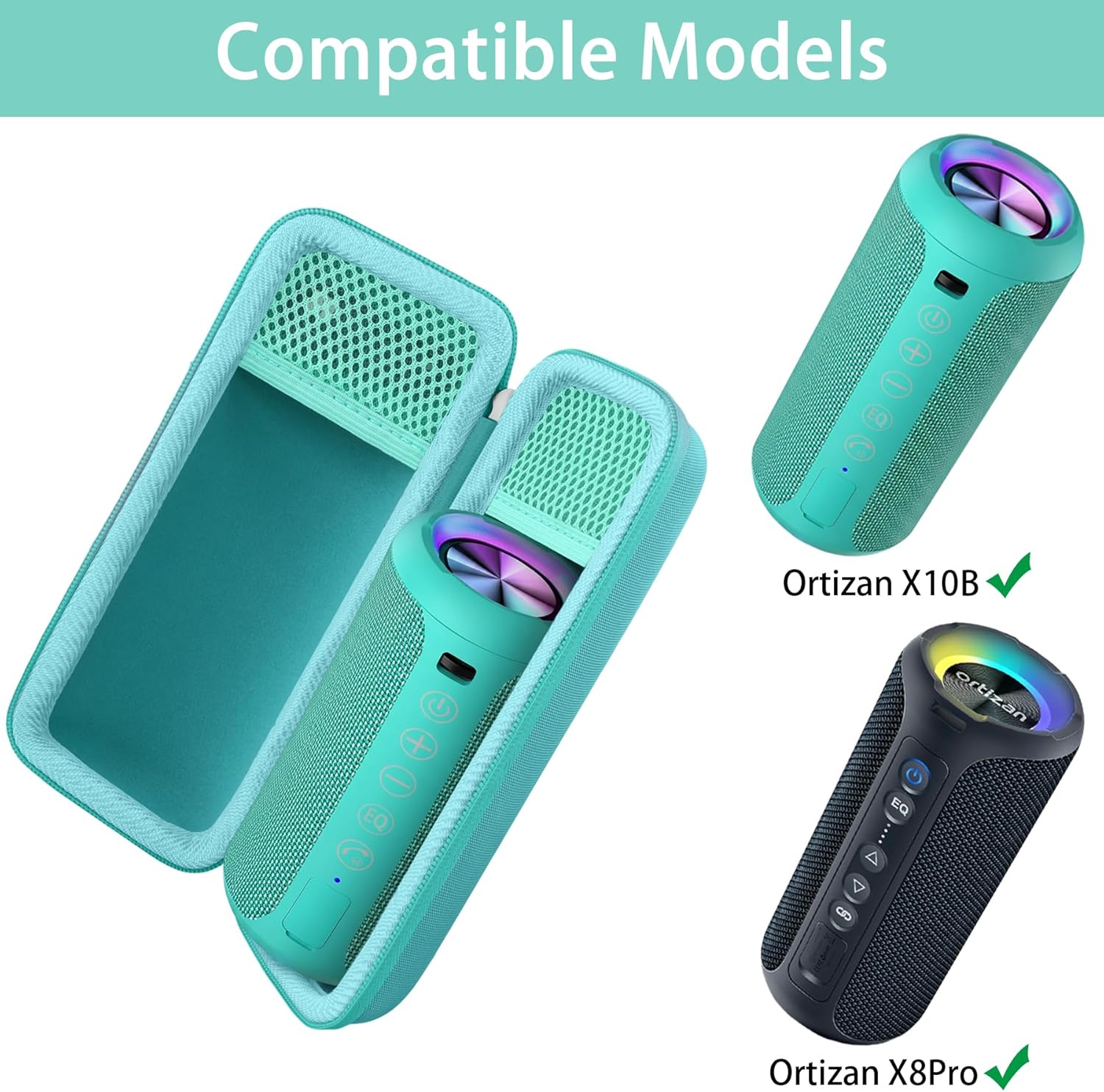 Khanka Hard Travel Case for Ortizan Portable Bluetooth Speaker, IPX7 Waterproof Wireless Speaker, Case Only (Teal) - Image 6
