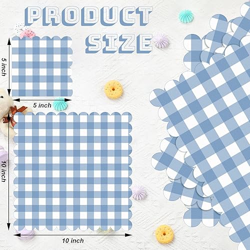Miniatura 2 de 100 servilletas de cóctel festoneadas a cuadros, servilletas de papel grueso, servilletas festoneadas desechables para decoraciones de fiestas,