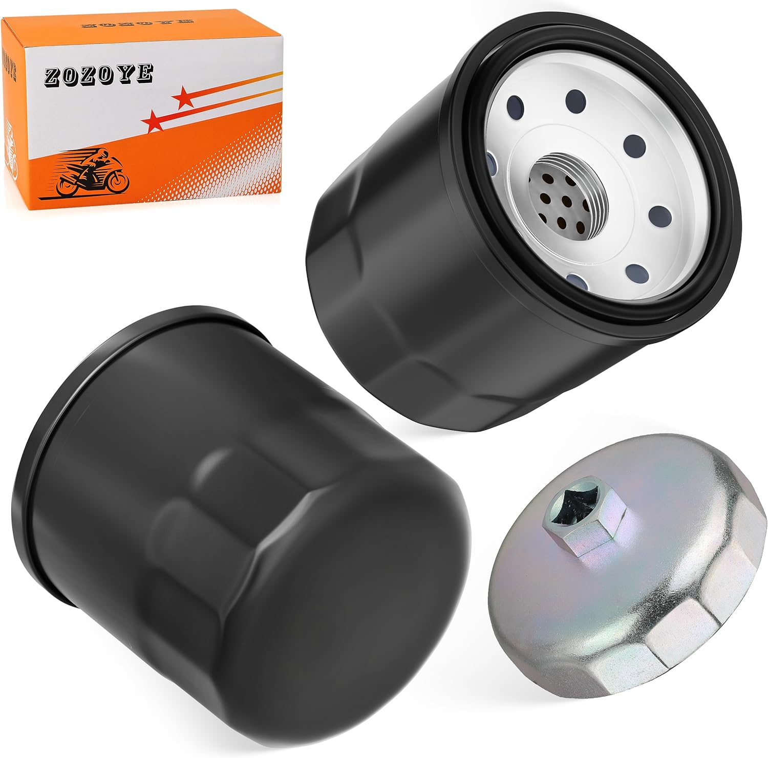 2Pcs Oil Filter 20mm & Wrench Tool for Kawasaki Bayou Prairie Brute Force 300 400 650 700 750 JT1200 JT1500 And Most Motorcycle