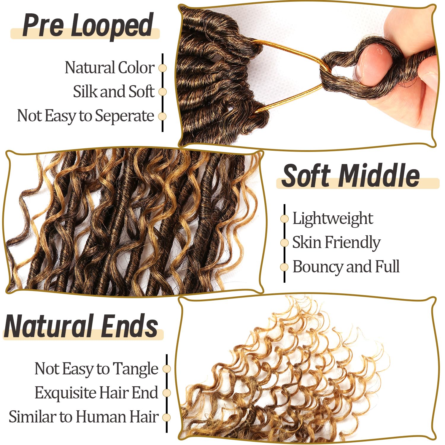 8 Packs Goddess Faux Locs Crochet Hair-18 Inch Boho Soft Locs Crochet Hair for Black Women(T27, 18 Inch(Pack of 8))