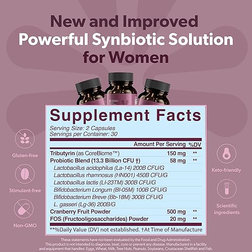Miniatura 6 de BIOMA Feminine Health Synbiotic - Suplemento de salud femenina para pH vaginal saludable, tracto urinario y apoyo digestivo - con probióticos,
