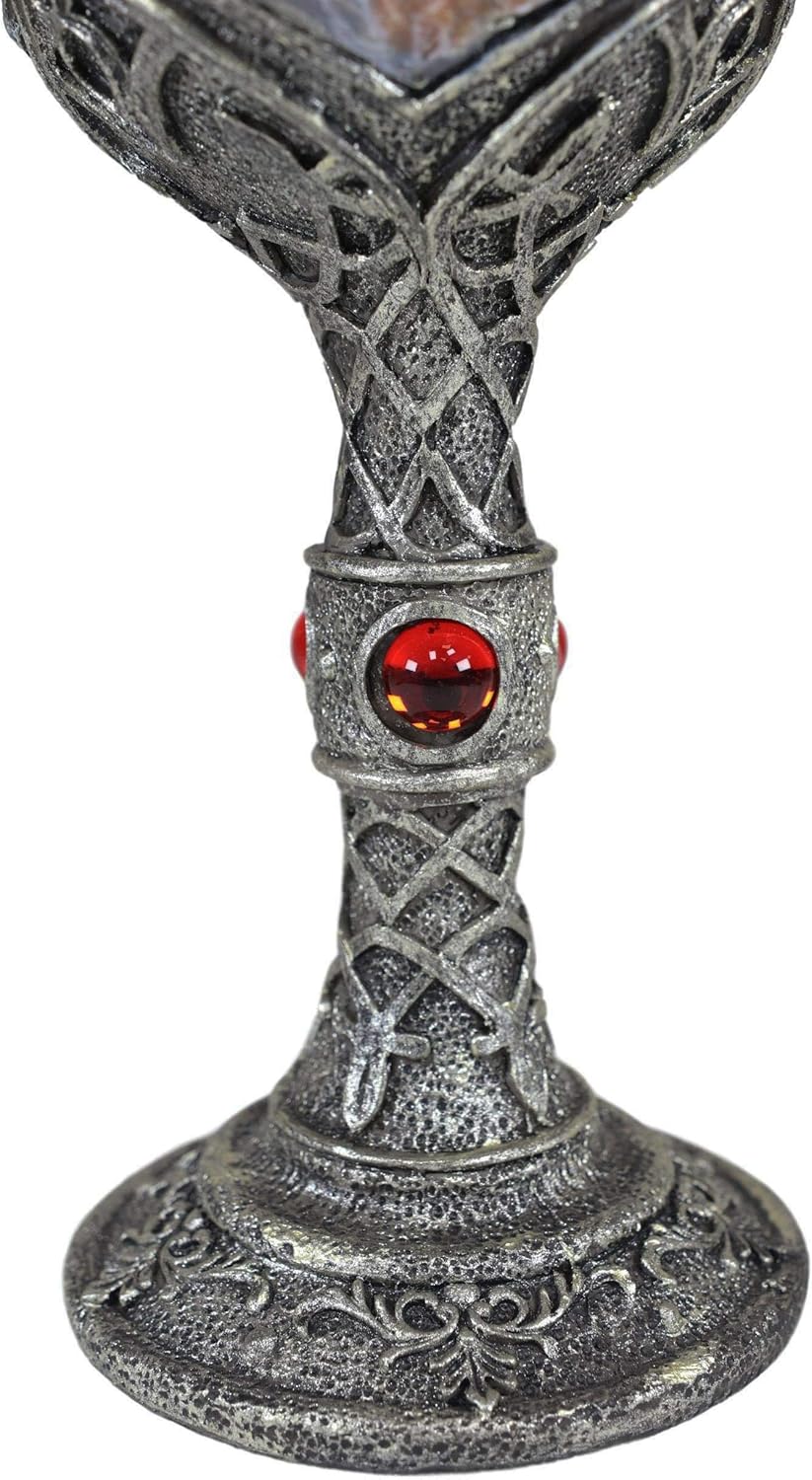 Ebros Gift Celtic Magic Knotwork Direwolf Gray Wolf Howling By Mountain Starry Night Sky Beverage Drinkware Serveware With Stainless Steel Cup Liner Figurine (Wine Goblet)