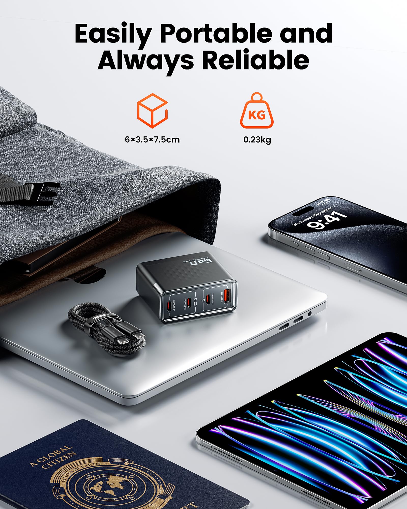 toocki 140 W 4-portowa ładowarka USB C, wielokrotna ładowarka z USB-A, GaN ładowarka PD3.1, zasilacz sieciowy do iPhone 17, 16, 15 Pro/Pro Max, MacBook Air, Samsung, telefonów komórkowych
