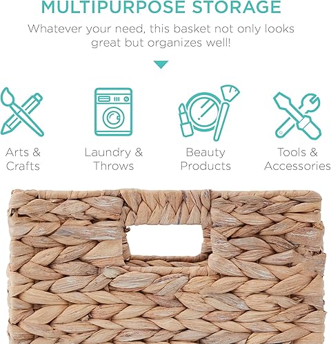 Miniatura 5 de Best Choice Products Cestas de jacinto de 10.5 x 10.5 pulgadas, juego rústico de 5 organizadores de almacenamiento plegables multiusos, bolsas de