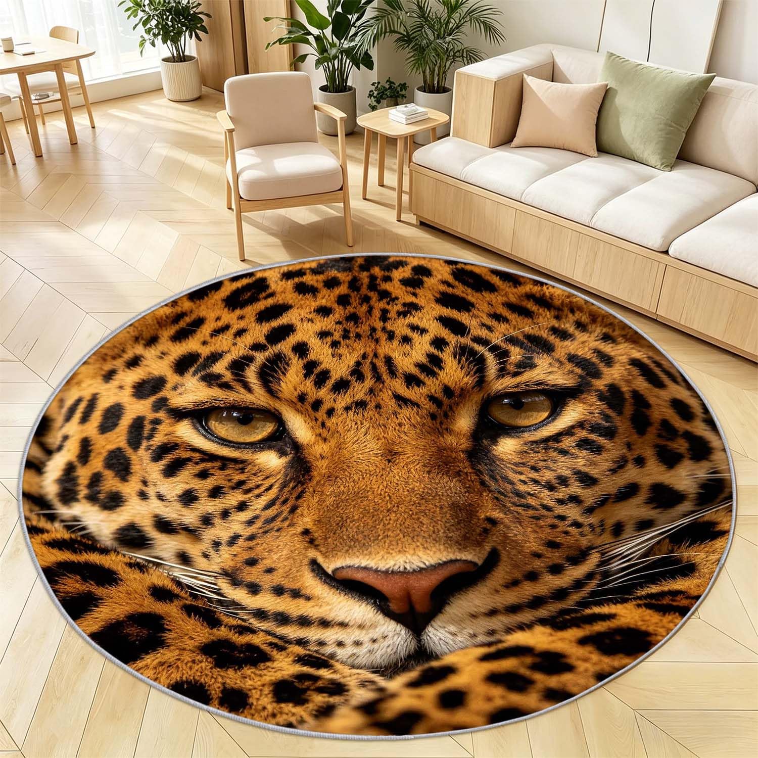 Tapis léopard antidérapant et lavable 120 cm pour éviter les glissades