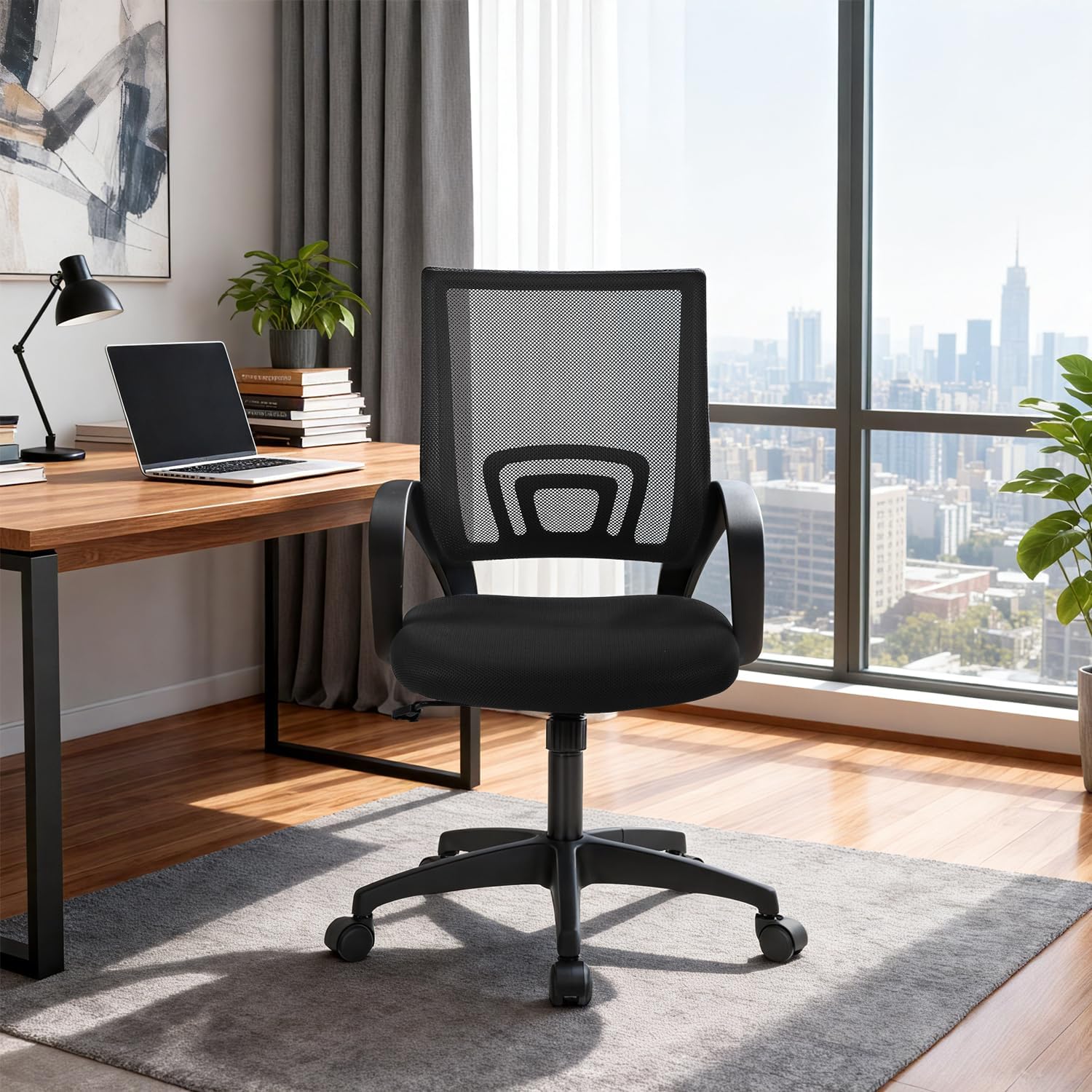 Ultimate Comfort: Ergonomic Mid Back Office Chair with Lumbar Support and Adjustable...