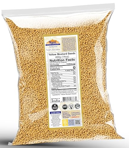 Miniatura 3 de Rani - Semillas de mostaza amarilla, especias enteras, 14 onzas, totalmente naturales, veganas, aptas para gluten, sin OMG, origen indio