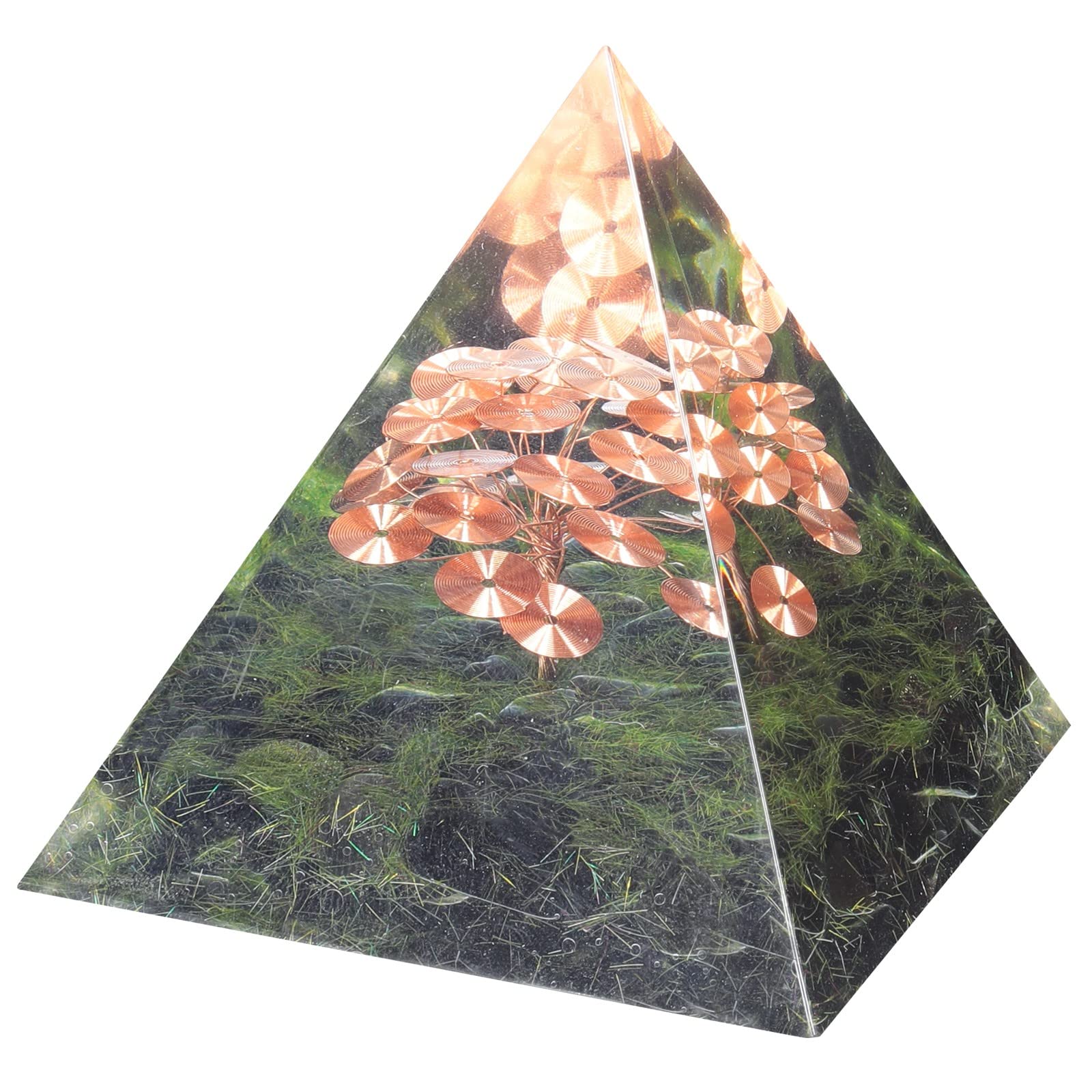 Obsidienne noire naturelle orgonite pyramide avec arbre de vie pour méditation