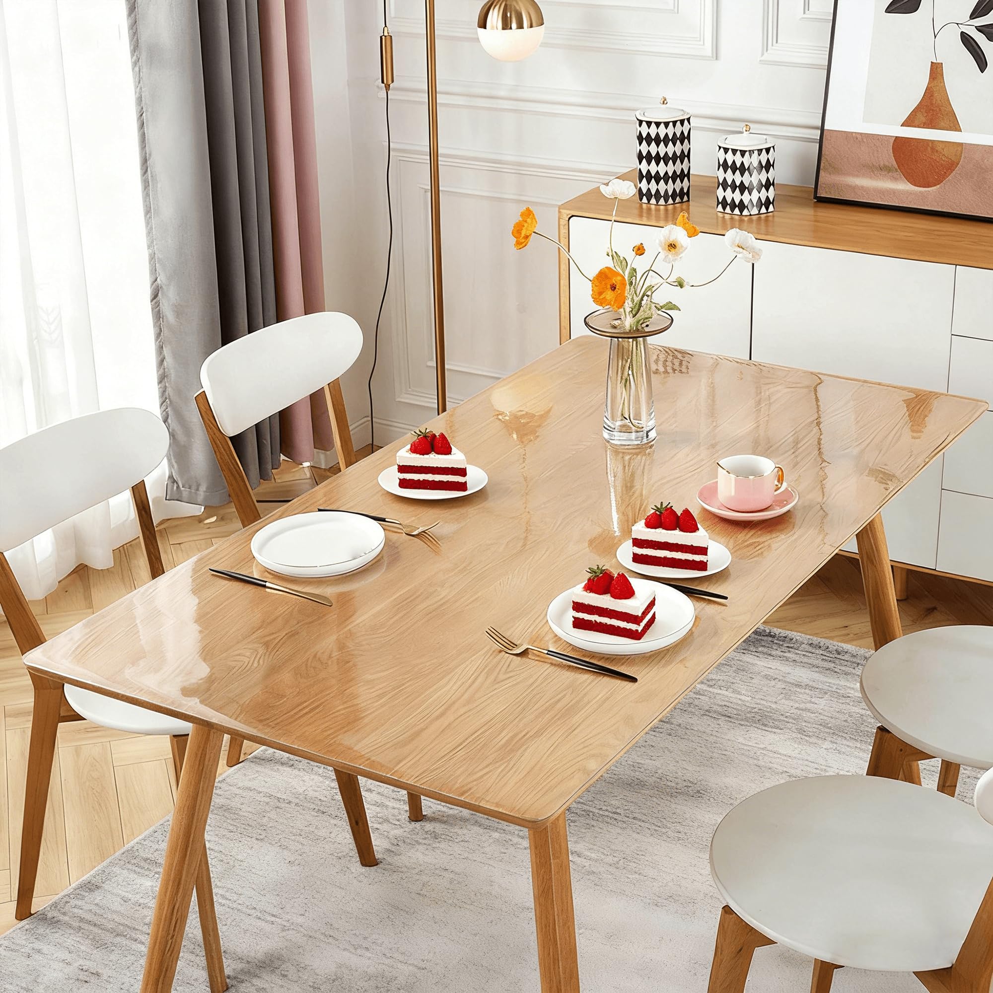 Nappe transparente rectangulaire 60 x 180 cm anti tache lavable
