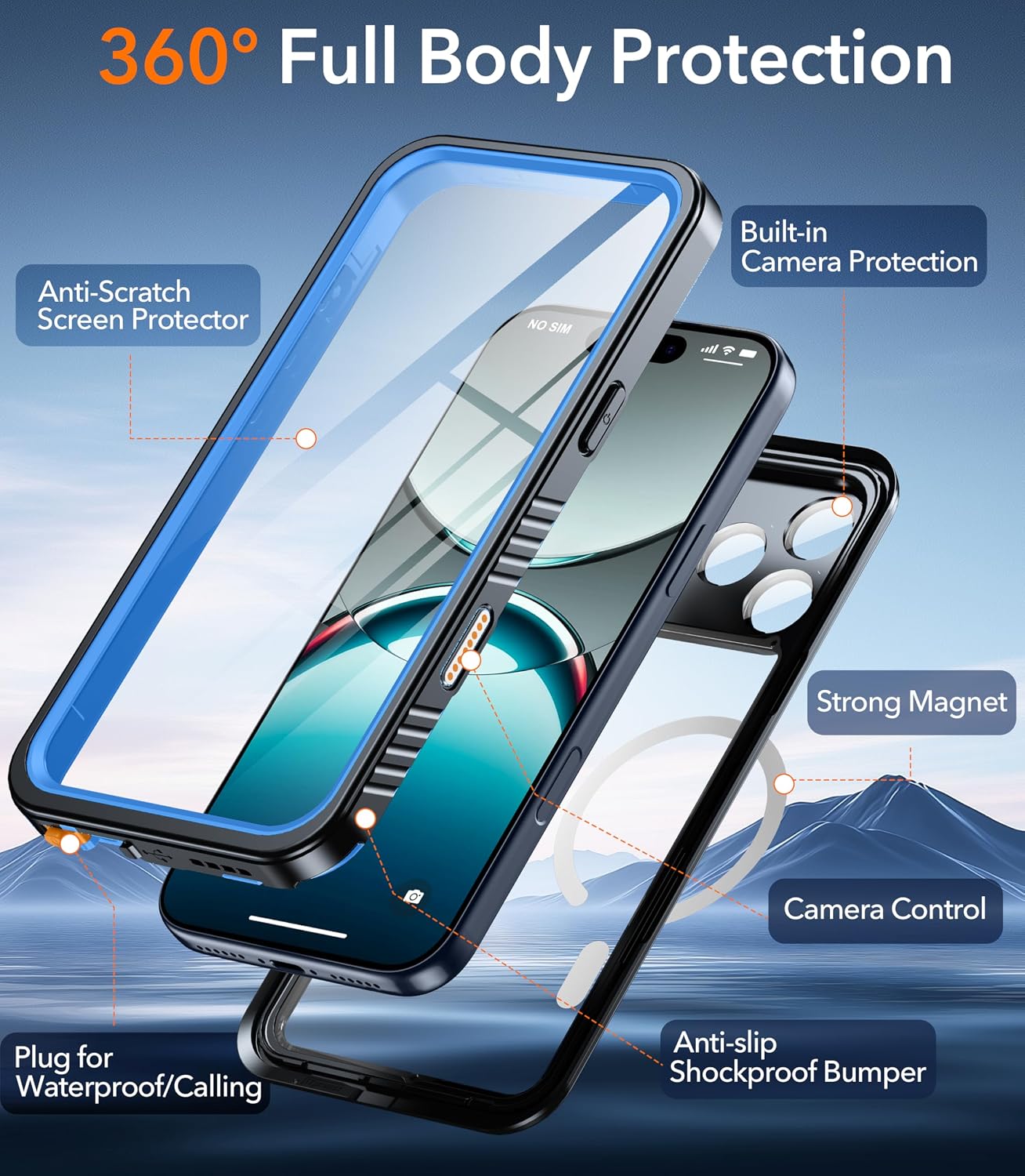 Oneagle for iPhone 17 Case Waterproof [Fit for MagSafe], 360° Full Body Rugged [IP68 Underwater] [Built-in Screen Protector & Lens Protector] [12FT Mil-Grade Shockproof] Phone Case for iPhone 17 6.3"