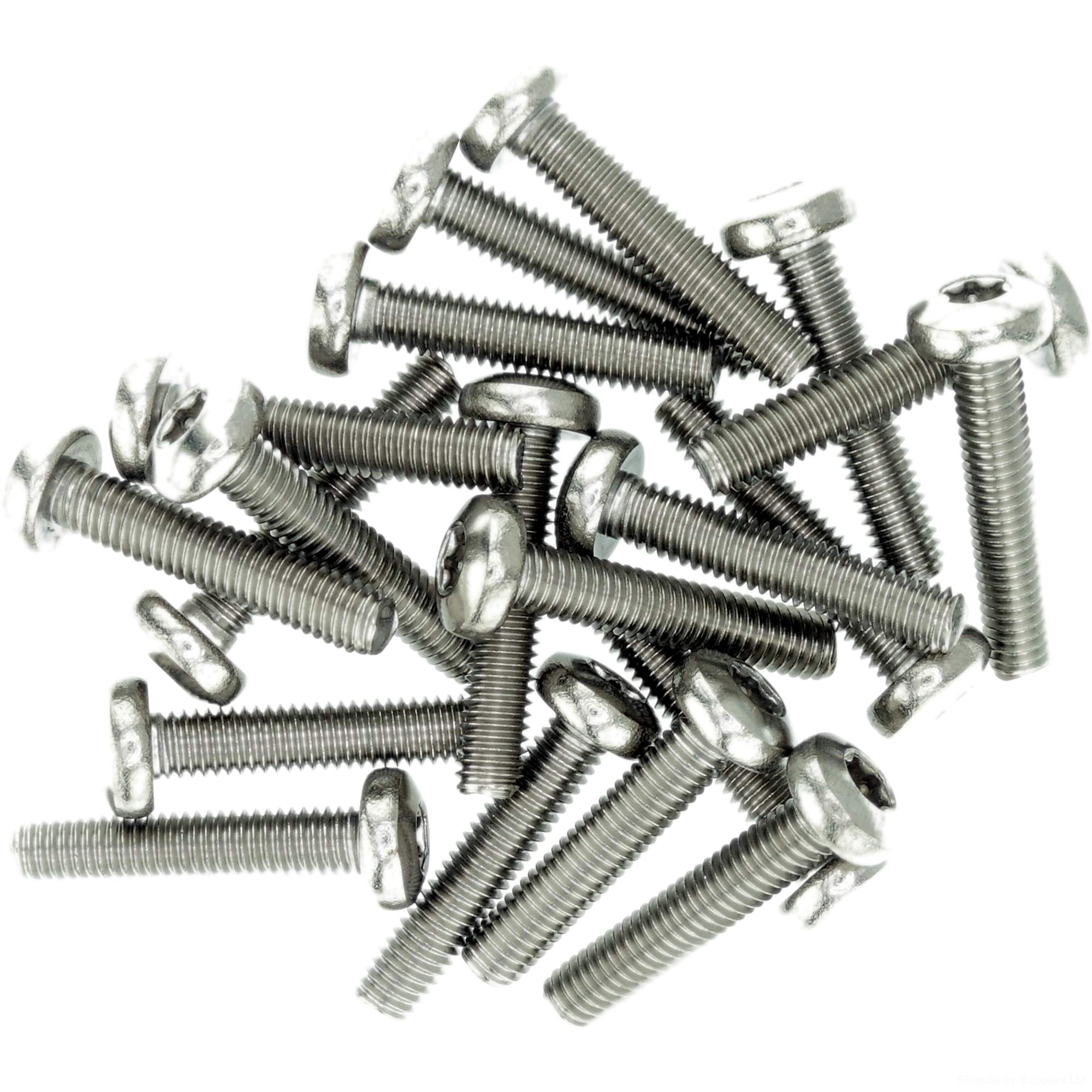 Singularity Supplies M2.5 (2.5Mm X 12Mm) Tx Pan Thread Rolling Screw - Stainless Steel (A2) (Pack Of 20)