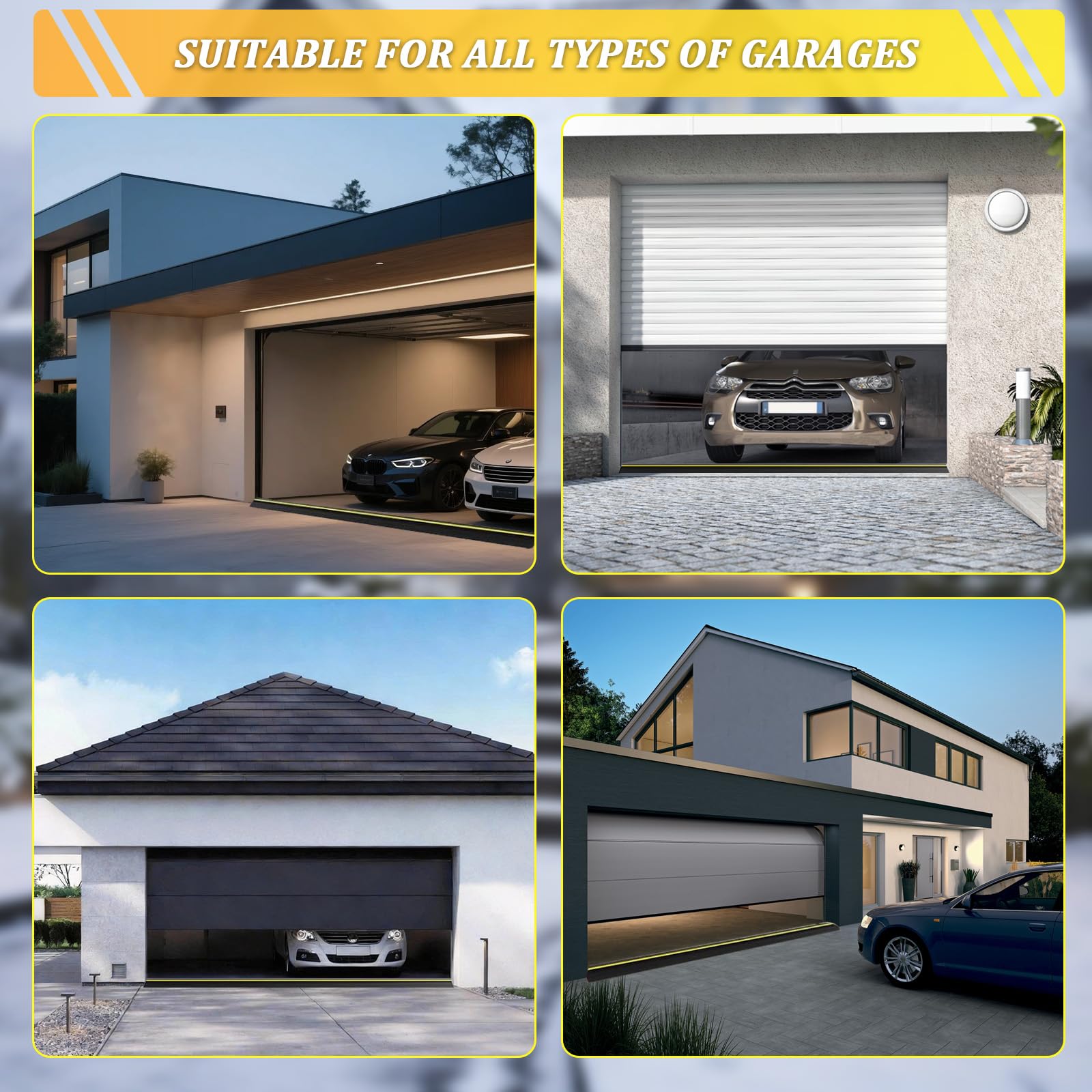 Joint Porte de Garage 3M,Joint d’étanchéité en Caoutchouc, Bande de sol pour seuil de garage universelle, pour des Garages Propres et Secs, 100mm(W)*25mm(H)*3m(L)