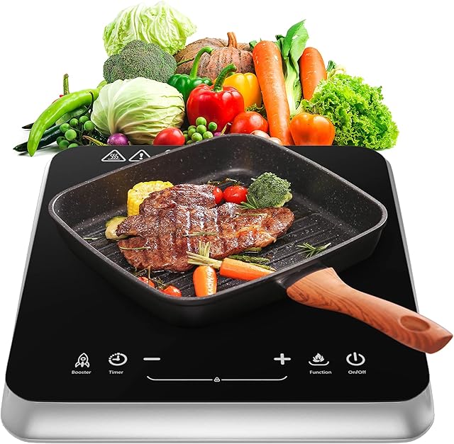 COOKTRON Portable Induction Hob 2000W With Fast Warm-Up Mode, Single Induction Cooker With 10-Level Power and Temperature Control, Electric Induction Hot Plate With Child Lock, 4-Hour Timer