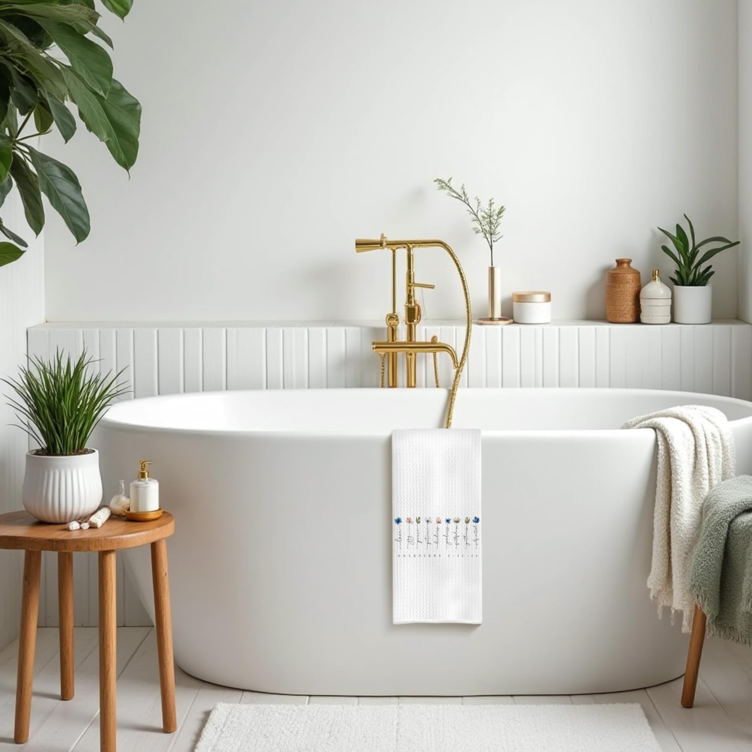 Floral Christian Kitchen Towels, Galatians 5:22-23 Bible Verse Dish Tea Towels, Christian Gifts for Women Faith Decorative Hand Towel for Bathroom Kitchen, 16x24 Inch - Image 4