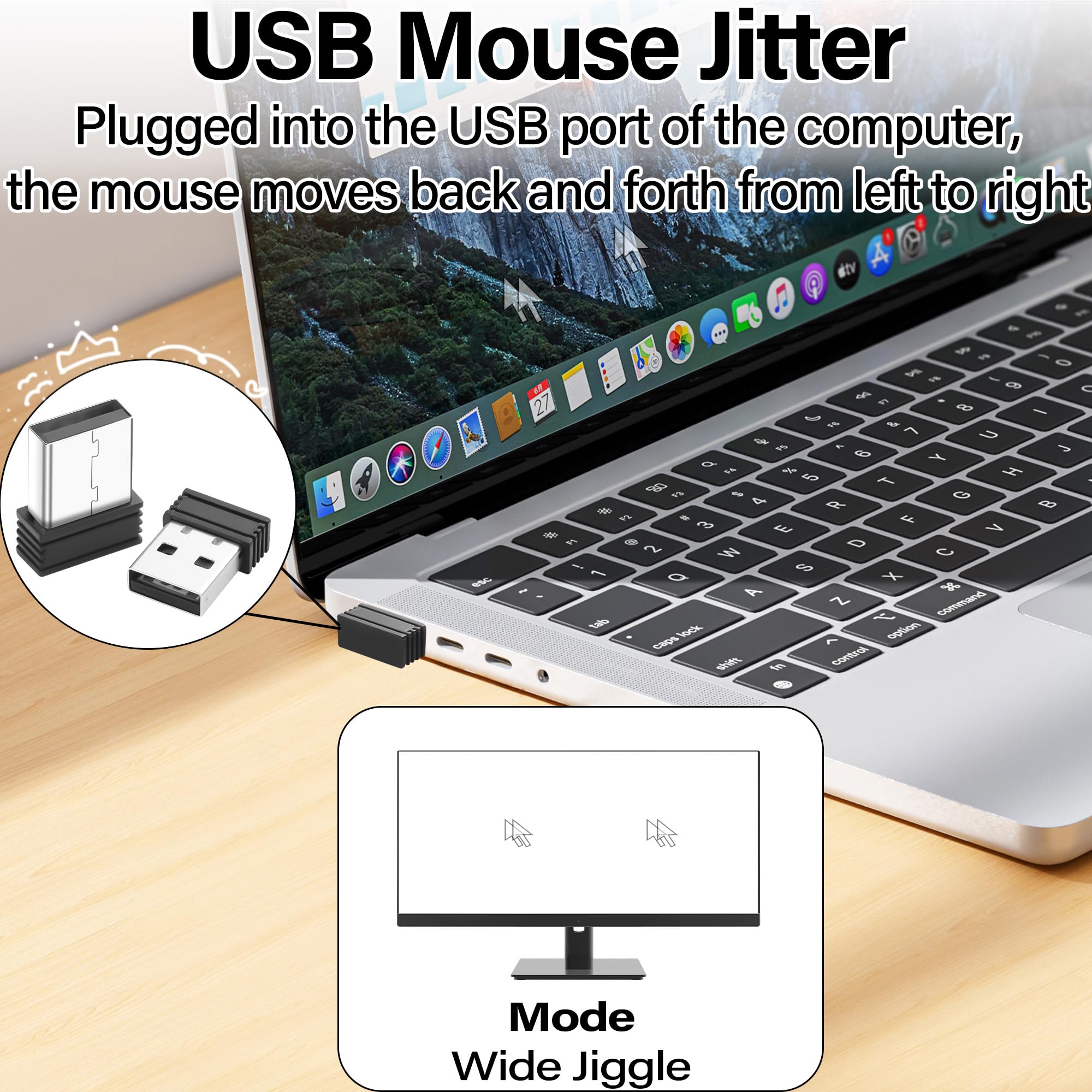 JSADZKJ Lot De 2 Simulateurs De Souris USB Tactiles – 3 Modes De Mouvement, Antivérouillage écran, Plug-and-play Pour Ordi Portable Et Bureau