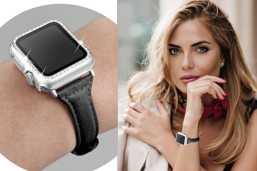 Miniatura 5 de Secbolt Funda brillante de 1.496 pulgadas compatible con Apple Watch con protector de pantalla de vidrio templado integrado, marco protector