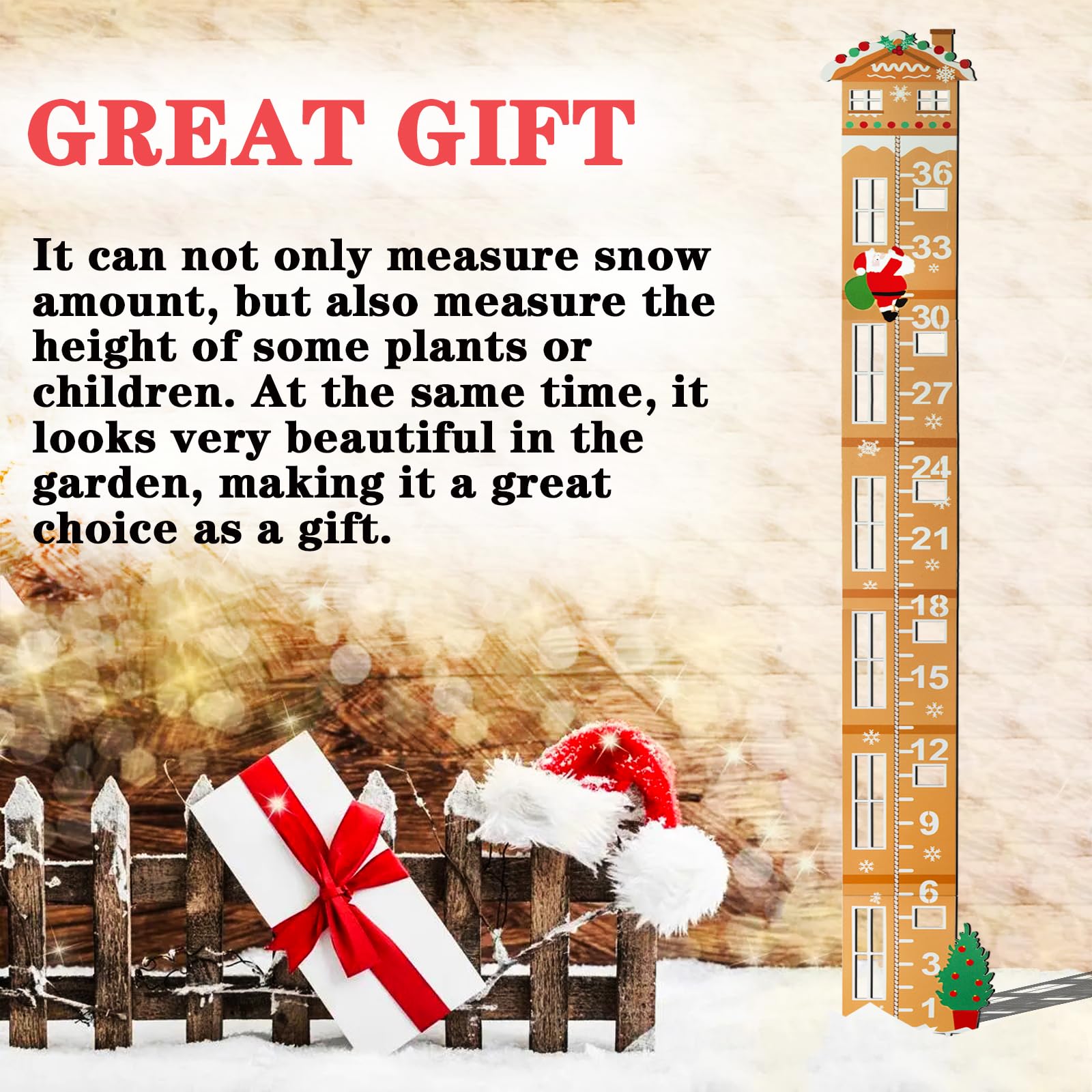 Snapklik.com : 36 Inch Extra Large Snow Gauge Outdoor, Christmas Iron ...
