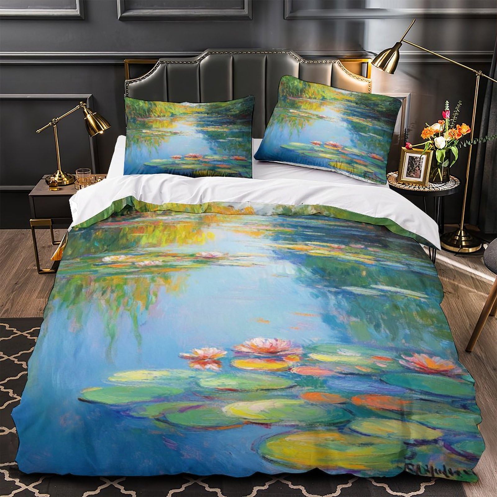 Housse de couette microfibre à éclair caché parure de lit 3 pièces anti-plis